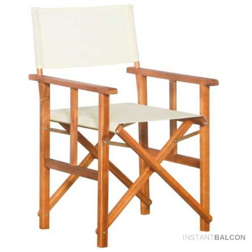Tömör akácfa összecsukható hollywood szék - Krémfehér