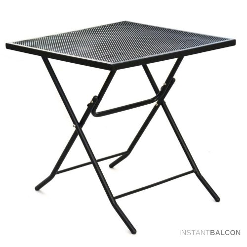 Összecsukható fém kerti szögletes asztal 70 x 70 cm, fekete - ZWMT-70F