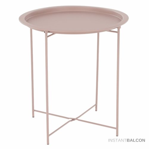 Helytakarákos erkély kisasztal levehető szervírozó tálcával, rózsaszín - Render