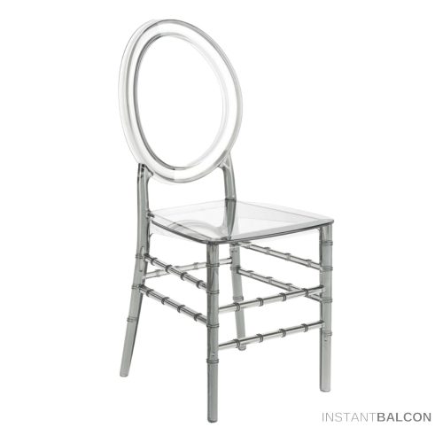 Modern, vintage designer kültéri szék, átlátszó füstszürke - Isabelle