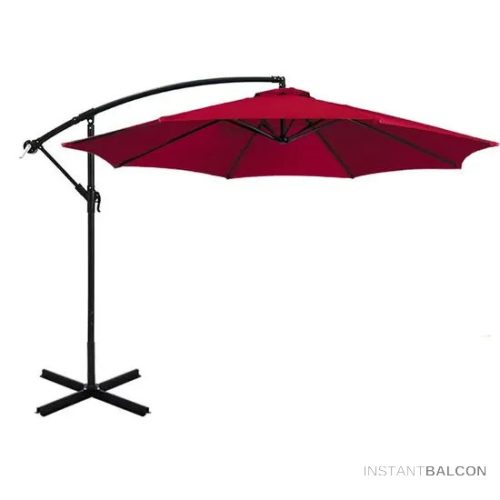 Függő napernyő, fém talppal, hajtókarral, dönthető, vízálló, 270 cm, piros