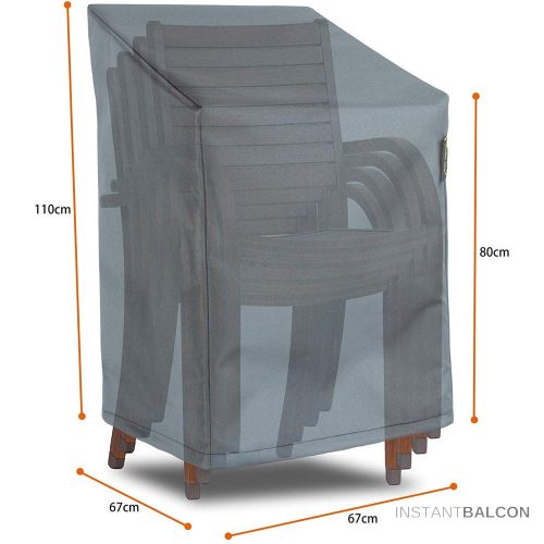 Anti-UV esővédő huzat rakásolható székekhez (4 db szék), szürke (67*80*110)