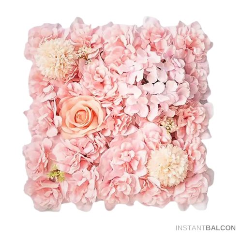 Élethű műnövényfal dekoráció, szegfű, rózsa fejjel DIY,  38x38 cm, rózsaszín