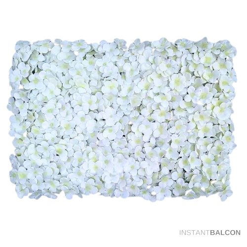 Élethű műnövényfal dekoráció, fehér apró virágokból DIY, 40x60 cm, 