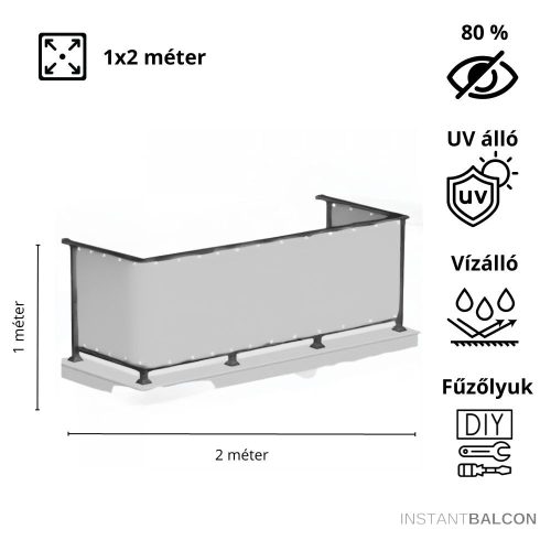 Belátásgátló háló 80 %, fűzőlyukkal modern szürke - 1x2 méter