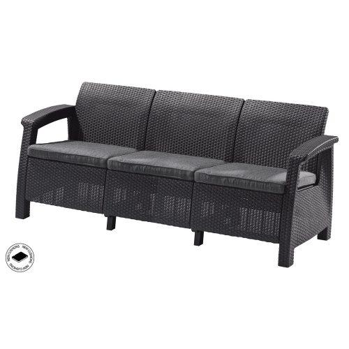 KETER Corfu love seat max háromszemélyes polyrattan kerti kanapé - grafit 