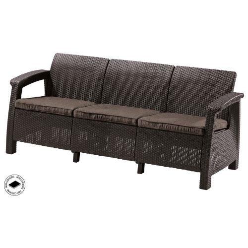 KETER Corfu love seat max háromszemélyes polyrattan kerti kanapé - barna 