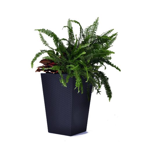  RATTAN PLANTER "M" műanyag virágtartó - grafit 